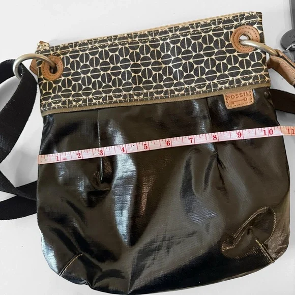 Fossil Key Per Crossbody Bag Coated Canvas Black  VTG Y2K Boho - Picture 5 of 7